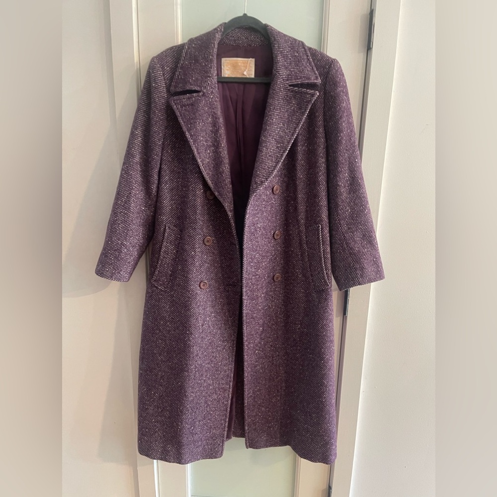 Pendleton purple virgin wool double breasted trench coat